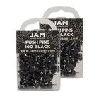 JAM Paper Push Pins, Black Pushpins, 2 Packs of 100, 200 Total (222419046a)-Black Plastic with Metal Point