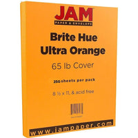 JAM Paper Bright Colour Cardstock, 8.5 x 11, 65lb Ultra Orange, 250 Pack (151027B)-Ultra orange