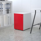 Flash Furniture Modern 3-Drawer Mobile Locking Filing Cabinet with Anti-Tilt Mechanism & Letter/Legal Drawer - White/Red-Utility Drawers: 13"W x 18.75"D x 2.75"H; File Drawer: 13"W x 18.75"D x 9.75"H