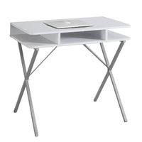 Monarch Specialties 7100 31" Computer Desk - White Top/Silver Metal-Upgrade your home office with this 31"L modern computer desk in a fashionable style with a white laminate top and contemporary grey metal base in a x-design.