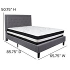 Flash Furniture Roxbury Queen Size Tufted Upholstered Platform Bed with Pocket Spring Mattress - Light Grey Fabric-Light Grey Fabric Upholstery