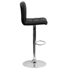 Flash Furniture Contemporary Quilted Vinyl Adjustable Height Barstools with Chrome Base - Black - 2 Pack-Black Vinyl Upholstery