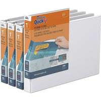 QuickFit Heavy Duty Landscape 8.5" x 11" Spreadsheet Binder - Round Ring - 1" - White - 4 Pack-3 Ring Binder