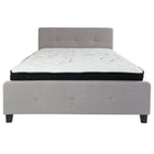 Flash Furniture - Lit à plate-forme Tribeca grand touffeté et rembourré en tissu gris clair avec matelas à ressorts ensachés-Ensemble de lit et matelas à plateforme grand