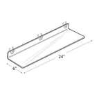 Azar Displays 24" x 6" Acrylic Shelf For Pegboard/Slatwall, Clear, 4 Pack (556009)-2"H x 24"W x 6"D, 0.1875"T