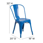 Flash Furniture Commercial Grade Metal Indoor-Outdoor Stackable Chair - Blue-Floor Protector Plastic Glides