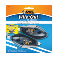 BIC Wite-Out EZcorrect Grip Tape - 10.2 m - 2 Pack-What's included: One 2-count pack of BIC Wite-Out Brand EZ Correct Grip Correction Tape, a tear-resistant, film-based correction tape with a tape dispenser offering maximum comfort and control