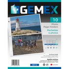 Gemex 3-Hole Photo Page Holders, Clear, Holds 4 Photos 5" x 7", 10 Pack-Photo page holders