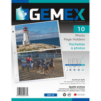 Gemex 3-Hole Photo Page Holders, Clear, Holds 4 Photos 5" x 7", 10 Pack-Photo page holders