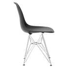 Nicer Furniture Eiffel Style Side Chair with Chrome Legs - Black - 4 Pack-Ergonomically shaped & comfortable curved seating - Great for Home, Office, Nurseries, Parties, Banquets, Bar and Cafe.