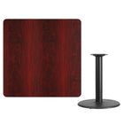 Flash Furniture 42" Square Mahogany Laminate Table Top with 24" Round Table Height Base-Mahogany Laminate Top
