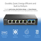 D-Link 7-Port Multi-Gigabit Unmanaged Switch-Metal housing and fanless design help improve heat dissipation, durability and allows quiet operation