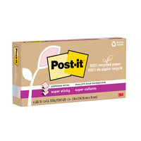 Post-it 100% Recycled Super Sticky Dispenser Notes - 3" x 3" - Wanderlust Pastels Collection - 420 sheets - 6 Pack-Post-it 100% Recycled Paper Super Sticky Dispenser Pop-up Notes have 2X the sticking power