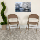 Flash Furniture HERCULES Series Double Braced Vinyl Folding Chairs - Beige - 4 Pack-Beige Powder Coated Frame Finish
