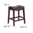 Flash Furniture 26" High Backless Cappuccino Wood Counter Height Stool with Black LeatherSoft Saddle Seat-CA117 Fire Retardant Foam