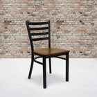 Flash Furniture HERCULES Series Black Ladder Back Metal Restaurant Chair - Cherry Wood Seat - 2 Pack-Welded Joint Assembly