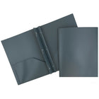 JAM Paper Plastic POP Two Pocket Clasp School Folders with Prong Clip Fasteners, Grey, 12 Pack (382ECgyg)-Size: 9" x 12"