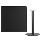 Flash Furniture 42'' Square Laminate Table Top, Black with 24'' Round Bar-Height Table Base (XUBK4242TR24B)-Black Laminate Top