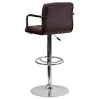 Flash Furniture Contemporary Brown Quilted Vinyl Adjustable Height Barstool with Arms & Chrome Base-Quilted Design Covering
