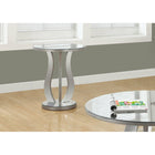 Monarch Specialties 3726 Accent Table - 20"Dia/Brushed Silver/Mirror-Chic modern styling with distressed finish fascia