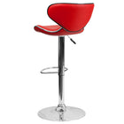Flash Furniture 17 1/2" x 17 1/2" Cozy Mid-Back Vinyl Adjustable Bar Stool W/Chrome Base, Red, 2 Pack-Mid-Back Design