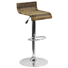 Flash Furniture Contemporary Wicker Adjustable Height Barstool with Waterfall Seat & Chrome Base-Low Back Design