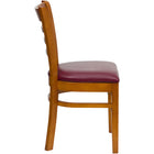 Flash Furniture - Chaise de restaurant de la série HERCULES en bois de cerisier avec dossier échelle - siège en vinyle bourgogne-Siège rembourré en vinyle bourgogne