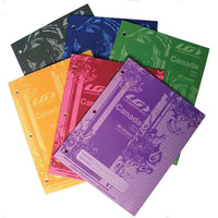 Louis Garneau Ruled Canada Notebooks, 8" x 10.5", 40 Pages, Assorted Colours, 48 Pack-Laminated covers with 3 holes punched