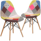 Flash Furniture Elon Series Milan Patchwork Fabric Chairs with Wooden Legs - 2 Pack-Milan Patchwork Fabric Upholstery