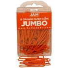 JAM Paper Coloured Jumbo Paper Clips, Large, Orange Paperclips, 6 Packs of 75, 450 Total (42186871g)-Length: 2"