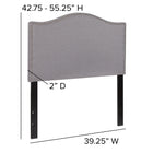 Flash Furniture - Tête de lit Lexington à une place rembourrée avec garniture pour clous décoratifs en tissu gris clair-Garniture tête de clou en laiton