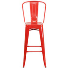 Flash Furniture Commercial Grade 30" High Red Metal Indoor-Outdoor Barstool with Back-Red Powder Coated Frame Finish