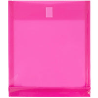 JAM Paper Plastic Envelopes with VELCRO Brand Closure - 1" Expansion - Letter - 9 3/4" x 11 3/4" - Fuchsia Pink - 12 Pack (118V1FU)-Pink Letter Size Open End Expanding Plastic Envelopes with Velcro Closure