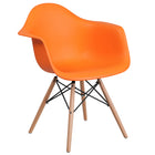 Flash Furniture - Chaise en plastique orange de la série Alonza avec pieds de bois-Finition en plastique orange