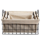 Truu Design Wire Storage Baskets with Canvas Lining, Set of 3, 11. 5 x 16.5 inches, Black-Material: durable iron construction