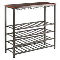 Winsome Michelle Wine Rack with Glass Hanger, Antique Bronze Finish, (87438)-Wine Rack