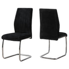 Monarch Specialties 1067 Dining Chair - Black Velvet/Chrome - 2 Pack-Set of 2 upholstered dining chairs boasting a unique contemporary style 