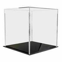 Eddie's 8" Square Acrylic Display Box - Clear/Black-Display Box with Black Base