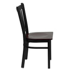 Flash Furniture HERCULES Series Black Vertical Back Metal Restaurant Chair - Mahogany Wood Seat - 2 Pack-Mahogany Finished Wood Seat