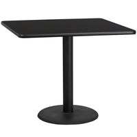 Flash Furniture 42" Square Black Laminate Table Top with 24" Round Table Height Base-Hospitality Table