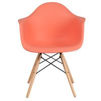 Flash Furniture Alonza Series Peach Plastic Chair with Wooden Legs-Accent Side Chair