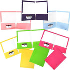 JAM Paper Laminated Glossy 2 Pocket School Presentation Folders, Assorted Fashion Colours, 6 Pack-Capacity: 200 sheets