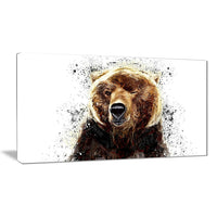Designart Brown Bear, White Canvas Art Print, 5 Panels, (PT2302-32-16)-Print