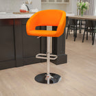 Flash Furniture Contemporary Orange Vinyl Adjustable Height Barstool with Rounded Mid-Back & Chrome Base-Seat Adjusts from Counter to Bar Height