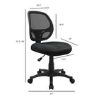 Nicer Furniture - chaise d'ordinateur en maille noire à dossier mi-hauteur sans accoudoirs-Taille du siège : 19,5''L x 19."H