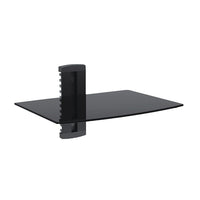 TygerClaw Single Layer Shelf for Media Player, 8.7" x 15" x 11.8", Black-Single Layer DVD Stand with black glass