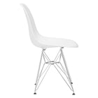 Nicer Furniture Eiffel Style Side Chair with Chrome Legs - White - 4 Pack-Ergonomically shaped & comfortable curved seating - Great for Home, Office, Nurseries, Parties, Banquets, Bar and Cafe.