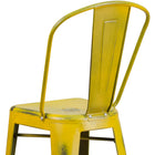 Flash Furniture Commercial Grade 30" High Distressed Metal Indoor-Outdoor Barstool with Back - Yellow-Footrest