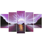 Design Art Brilliant Sunset, 5 Piece Gallery-wrapped Canvas Print, (PT119-PINK)-Print