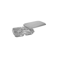 Deli 4-Cell Platter Combo Container with Lid Combo Pack, 11" x 7" x 2-1/4", 48 Oz, Clear, 100 Pack-Clear